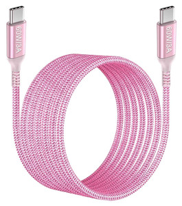 Awnuwuy 60W USB C to USB C Cable 10ft Pink Long Type-C Fast Charging Charger Cord Compatible with iPhone 15/15 Pro/15 Plus/15 Pro Max,Samsung Galaxy
