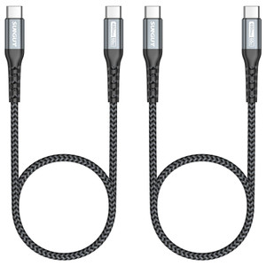 SUNGUY USB C to USB C 1.5FT [2Pack], USB C Cable 60W PD Fast Charge Type C Charger Cord Compatible for iPhone 17/16/15 Series, Samsung Galaxy S23/24