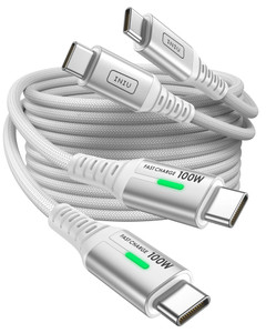 INIU C to C Fast Charging Cable, 2-Pack [3.3ft, White] Type C Charger Cord for iPhone 17 16 15 Pro Max Samsung S25 S24 Ultra Google Pixel 9 Pro Lapto