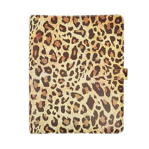 Paper Junkie Leopard Print 3-Ring Binder Folio - 13 x 10.5 x 1.8 in, Tan PU Faux Leather - Portfolio Folder with Legal Pad Cover & Interview Resume F