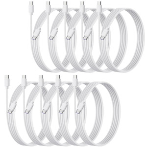 weishan 10-Pack USB C Charger Cable, Multipack PD 48W Fast Charge USB-C to Type C Bulk Charging Cords White, 3.3ft