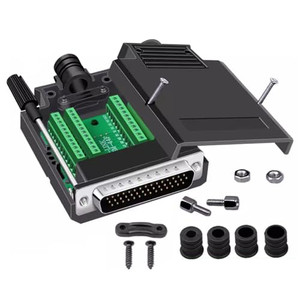 ANMBEST DB44 Solderless Connector, Male RS232 D-SUB Serial to 44-pin Port Terminal Adapter Breakout Board with Case Long Bolts Tail Pipe