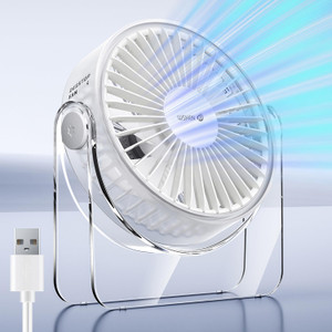 WSKEN USB Small Desk Fan - [Aesthetic Design] Mini But Powerful Portable Ultra Quiet 3 Speeds Wind Desktop Personal Fan for Outdoor Travel Bedroom Be