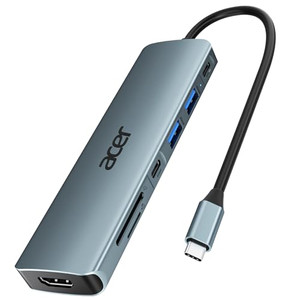 Acer USB C Hub, 7 in 1 Multi-Port Adapter for Laptop, 4K, HDMI Splitter with 2 USB A 3.1 & Type-C to HDMI Data Port, PD 100W Charging, SD Card Reader
