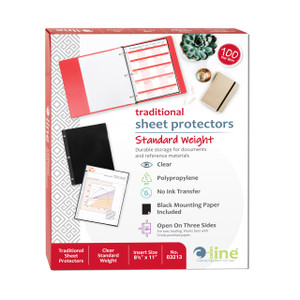 C-Line Traditional Standard Weight Poly Sheet Protectors, Clear, 8.5 x 11 Inches, 100 per Box (03213)