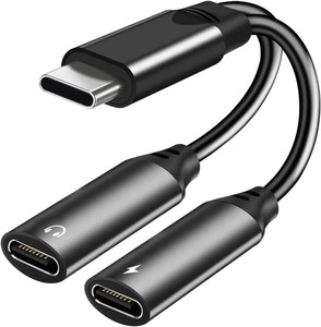 LecLooc USB C Splitter for iPhone 16 15, Dual USB C Audio and Charge Adapter 60W Fast Charge Fit with iPhone 16 15 Pro Max Plus, Galaxy S24 23 S22 Ul