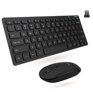 Macally Small Wireless Keyboard and Mouse Combo - Quiet Productivity Duo - 2.4G Wireless Keyboard Mouse for PC - 78 Key Mini Keyboard and Mouse with