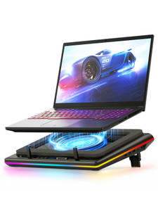 llano V12 Gaming Laptop Cooling Pad, RGB Laptop Cooler, Laptop Cooling Fan Stand with 5.5 Inch Powerful Turbofan, for 15.6-19in Laptop, Adjustable Sp