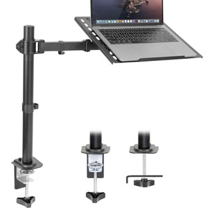 Mount-It! Laptop Desk Mount, Fully Adjustable Ergonomic Laptop Arm with Vented Tray, Cable Management, Clamp and Grommet Base, Fits Laptops up to 17