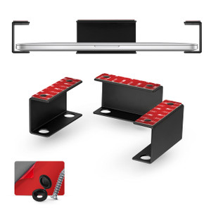 BRAINWAVZ Under Desk Laptop Holder Mount for Desk, Adhesive & Screw in, Devices Upto 1.5" Thick Like Macbooks, Surface, Keyboard, Routers, Modems, Ca