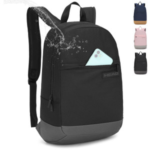 HEAD Small Waterproof Backpack for Women & Men, Lightweight Casual Daypack with 15.6 Inch Laptop Compartment, Compact Basic Bag for Sport, Fitness, D