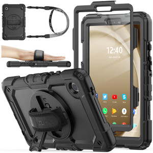 SEYMAC stock Case for Samsung Galaxy Tab A9 8.7'', Full-Body Drop Protection Case with Screen Protector Pencil Holder [360° Rotating Hand Strap] &Sta