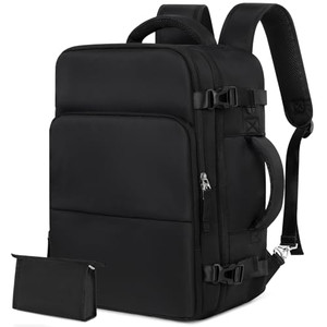 Rinlist Men Women Unisex Black Rectangular Modern Sports Travel Backpack Daypack 15.6 Inch Laptop Backpack Carry On Airplane Weekender Bag 35L 5 Comp