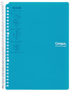 Kokuyo Campus Smart Ring Binder, B5 Blue Green Refillable Binder Notebook 26 Holes with 10 Extra Loose-Leaf Paper, Up to 60 Filler Papers for Work &