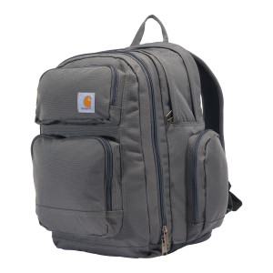 Carhartt 35L Triple-Compartment Backpack, Durable Pack with Laptop Sleeve and Duravax Abrasion Resistant Base, Gravel