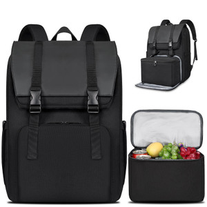 BERTASCHE Lunch Backpack, Laptop Backpack 15.6 inch w/Insulated Cooler Lunch box for Men Women, Vintage Work Backpack for College Business Commuter T