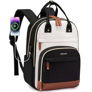 LOVEVOOK Backpack Purse for Women, Fits 17 Inch Laptop, Fashion Travel Work Anti-theft Bag, Business Computer Waterproof University Backpacks, Beige-