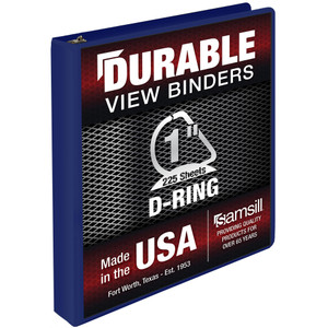 Samsill Durable 1 Inch Binder, Made in The USA, D Ring Binder, Customizable Clear View Cover, Blueberry, Holds 225 Pages
