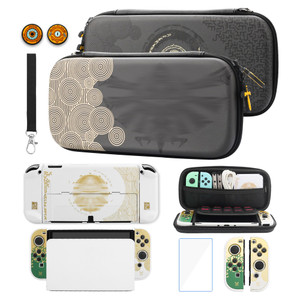 GLDRAM Switch OLED Carrying Case for Zelda, Portable Accessories Kit Compatible for Nintendo Switch OLED with Travel Case Protector, White Dockable P