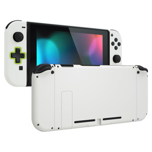 eXtremeRate Dpad Version Custom Full Set Shell for Nintendo Switch, White Replacement Console Back Plate, NS Joycon Handheld Controller Housing with