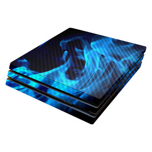 MightySkins Carbon Fiber Skin for Sony PS4 Pro Console - Blue Flames | Protective, Durable Textured Carbon Fiber Finish | Easy to Apply, Remove, and