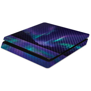 MightySkins Carbon Fiber Skin for Sony PS4 Slim Console - Aurora Borealis | Protective, Durable Textured Carbon Fiber Finish | Easy to Apply, Remove,