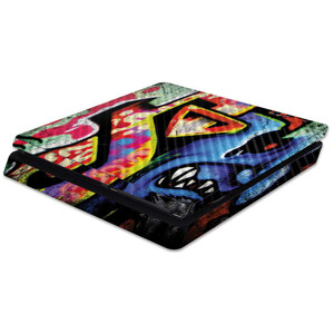 MightySkins Carbon Fiber Skin for Sony PS4 Slim Console - Loud Graffiti | Protective, Durable Textured Carbon Fiber Finish | Easy to Apply, Remove, a