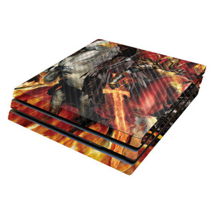 MIGHTY SKINS MightySkins Carbon Fiber Skin for Sony PS4 Pro Console - Fire Horsemen | Protective, Durable Textured Carbon Fiber Finish | Easy to Appl