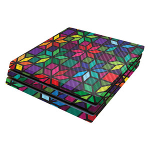 MightySkins Carbon Fiber Skin for Sony PS4 Pro Console - Stained Glass Window | Protective, Durable Textured Carbon Fiber Finish | Easy to Apply, Rem