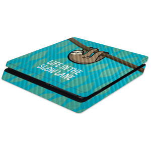 MightySkins Carbon Fiber Skin for Sony PS4 Slim Console - Slow Sloth | Protective, Durable Textured Carbon Fiber Finish | Easy to Apply, Remove, and