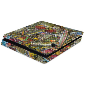 MightySkins Carbon Fiber Skin for Sony PS4 Slim Console - Fish Puzzle | Protective, Durable Textured Carbon Fiber Finish | Easy to Apply, Remove, and