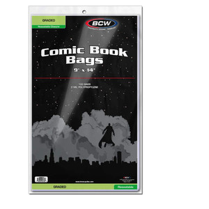 BCW Resealable Graded Comic Book Bags - Pack of 100 | Crystal Clear Polypropylene Sleeves for CGC and CBCS Slabs | Acid-Free, Archival Quality Reseal