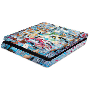 MightySkins Skin Compatible with Sony PS4 Slim Console - Face Tiles | Protective, Durable, and Unique Vinyl Decal wrap Cover | Easy to Apply, Remove,