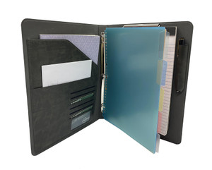 Binder Portfolio Organizer with Color File Folders, Business and Interview Padfolio with 3-Ring Binder, Clipboard