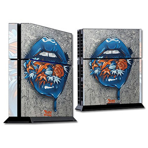 MightySkins Skin Compatible with Sony PS4 Console - Blue Lips | Protective, Durable, and Unique Vinyl Decal wrap Cover | Easy to Apply, Remove, and C