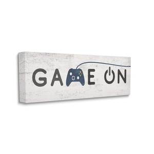 Stupell Industries Game On Video Gamer Phrase Blue Vintage Controller