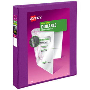 Avery Durable View 3 Ring Binder, 1 Inch Slant Rings, 250-Sheet Capacity, DuraHinge, 1.4 Inch Wide Spine, Customizable Clear Covers and Spine, 1 Brig
