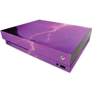 MightySkins Skin Compatible with Microsoft One X Console Only - Purple Lightning | Protective, Durable, and Unique Vinyl Decal wrap Cover | Easy to A