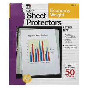 Charles Leonard Top Loading Sheet Protectors, Clear, 50 Sheets