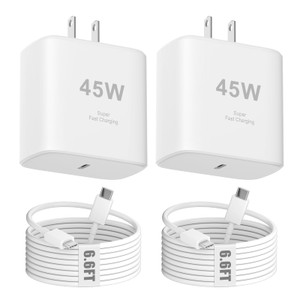 45W USB C Charger Compatible with iPhone 17/17 Pro/17 Pro Max/Air/16/16 Pro/16 Pro Max/15/15 Pro Max,2Pack 6.6FT Type C Charger Block & Cable,Super F