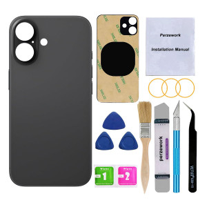 Perzework OEM Rear Back Glass Replacement for iPhone 16 Plus 6.7-inches with Reparing Tool Kit and Pre-Installed Adhesive (Pink)
