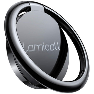 Lamicall Cell Phone Ring Holder Stand - Phone Finger Gip Kickstand, 360° Rotation Polished Metal Grip for Magnetic Car Mount, Fit for iPhone 17/16/15