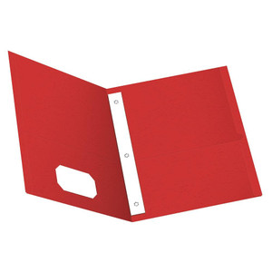 Oxford Two-Pocket Folders w/Fasteners, Red, Letter Size, 25 per Box (57711)