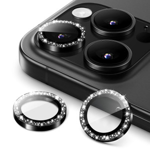 JETech Camera Lens Protector for iPhone 16 Pro 6.3-Inch and iPhone 16 Pro Max 6.9-Inch, Bling Glitter Individual 9H Tempered Glass Metal Ring Cover,