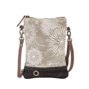 Myra Bag Leafy Upcycled Canvas & Leather Crossbody womens Bag S-1466