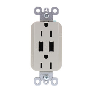Legrand radiant TM826USBLACCV4 15 Amp Decorator Duplex Tamper Resistant Outlet Receptacle with 3.1A Type A USB Charger, Light Almond (1 Count)