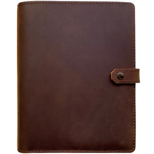 Genuine Leather Binder Portfolio, 6 Ring Binder Organizer with Inner Pockets and Pen Holder, A5