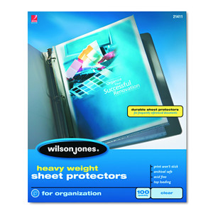Wilson Jones Sheet Protectors, Heavy Weight, Top-Loading, Clear, 100 Sheets/Box (W21411)