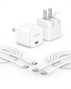 Anker USB C Charger Block with USB-C Cable, 20W Charger Block for iPhone 17/16 and More Series, Galaxy, Pixel, iPad Pro/Air/Mini Series (Pack of 2)