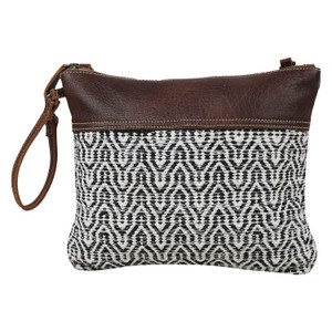 Myra Bag Mix n Match Geometric Purse for Women - Canvas Crossbody Bag with Buffalo Leather Detailing, Small Boho Handbags for Women, Black and White